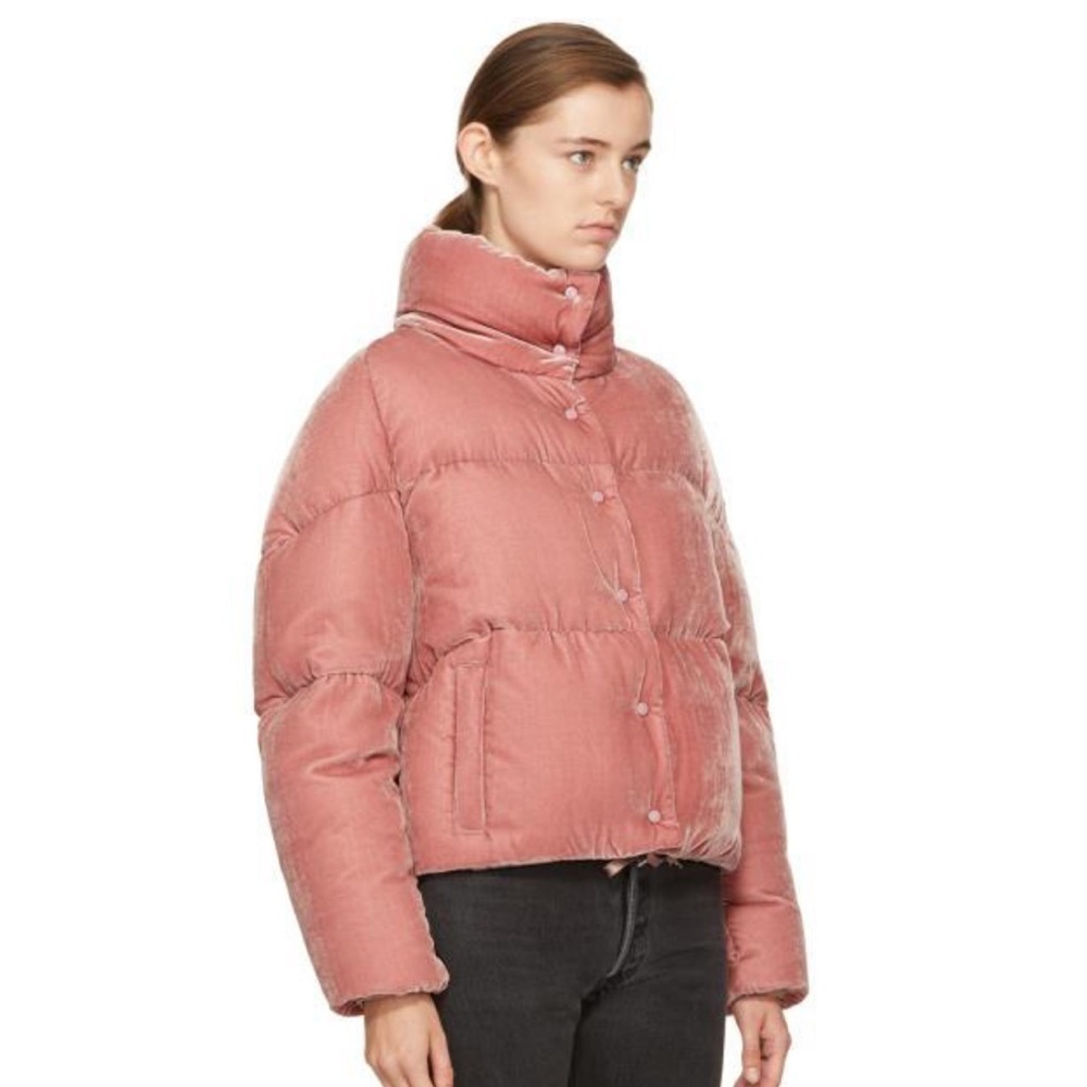 MONCLER Pink Velvet Down Cercis Jacket size 3 - Picture 3 of 14
